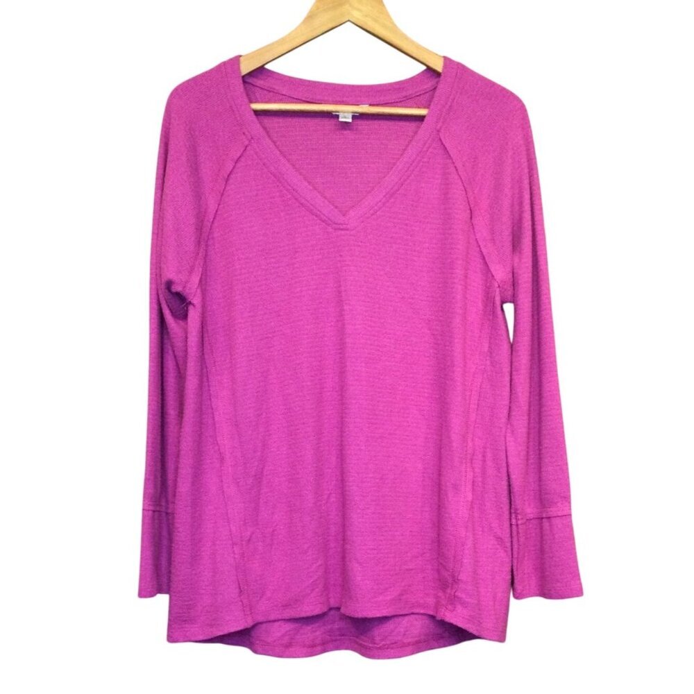 Wildfox Womens Haley Brushed V Neck Long Sleeve Top Size L Flowy Pullover